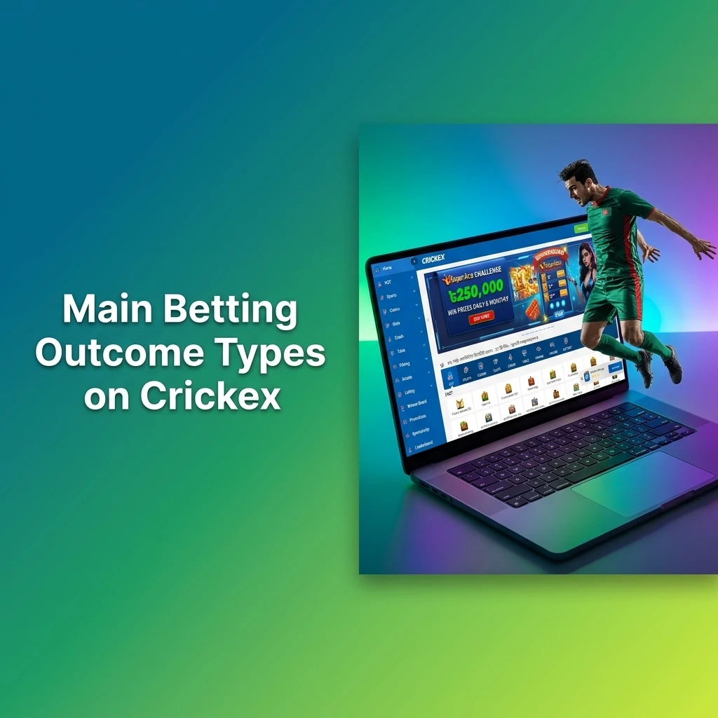 Crickex Bangladesh betting outcome types including 1X2, handicap, totals, correct score, and both teams to score