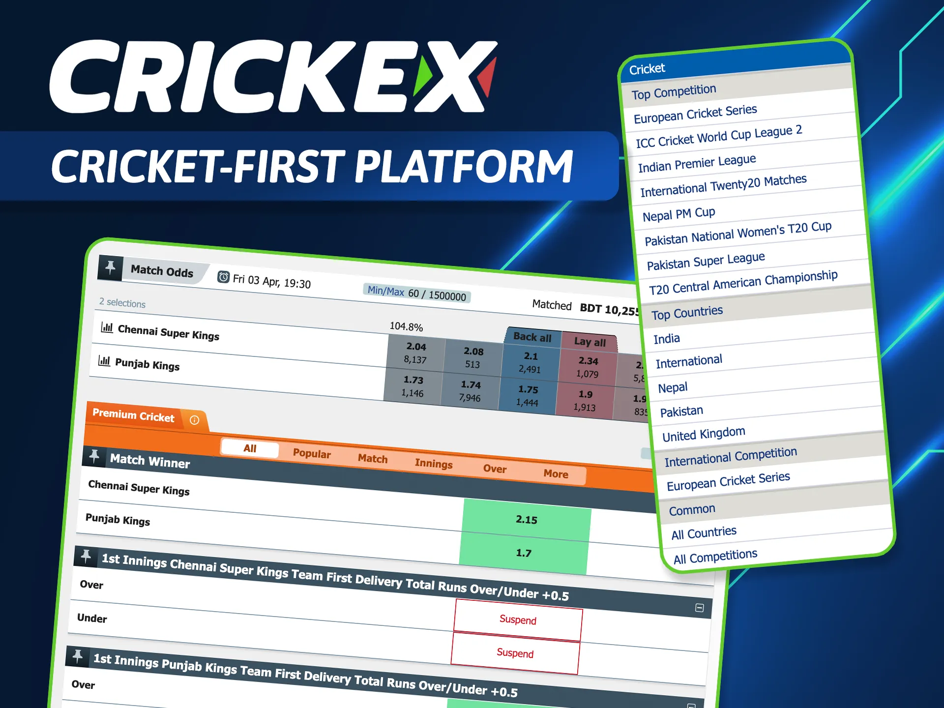 Experience a betting interface designed specifically for local fans, prioritizing BPL, IPL, and international cricket markets on Crickex.