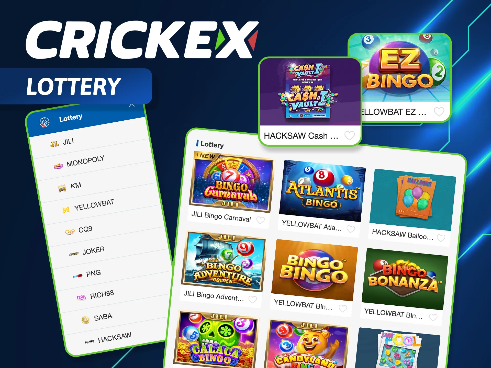 Try your luck in the Crickex lottery section, featuring frequent draws with life-changing prize pools for lucky winners.