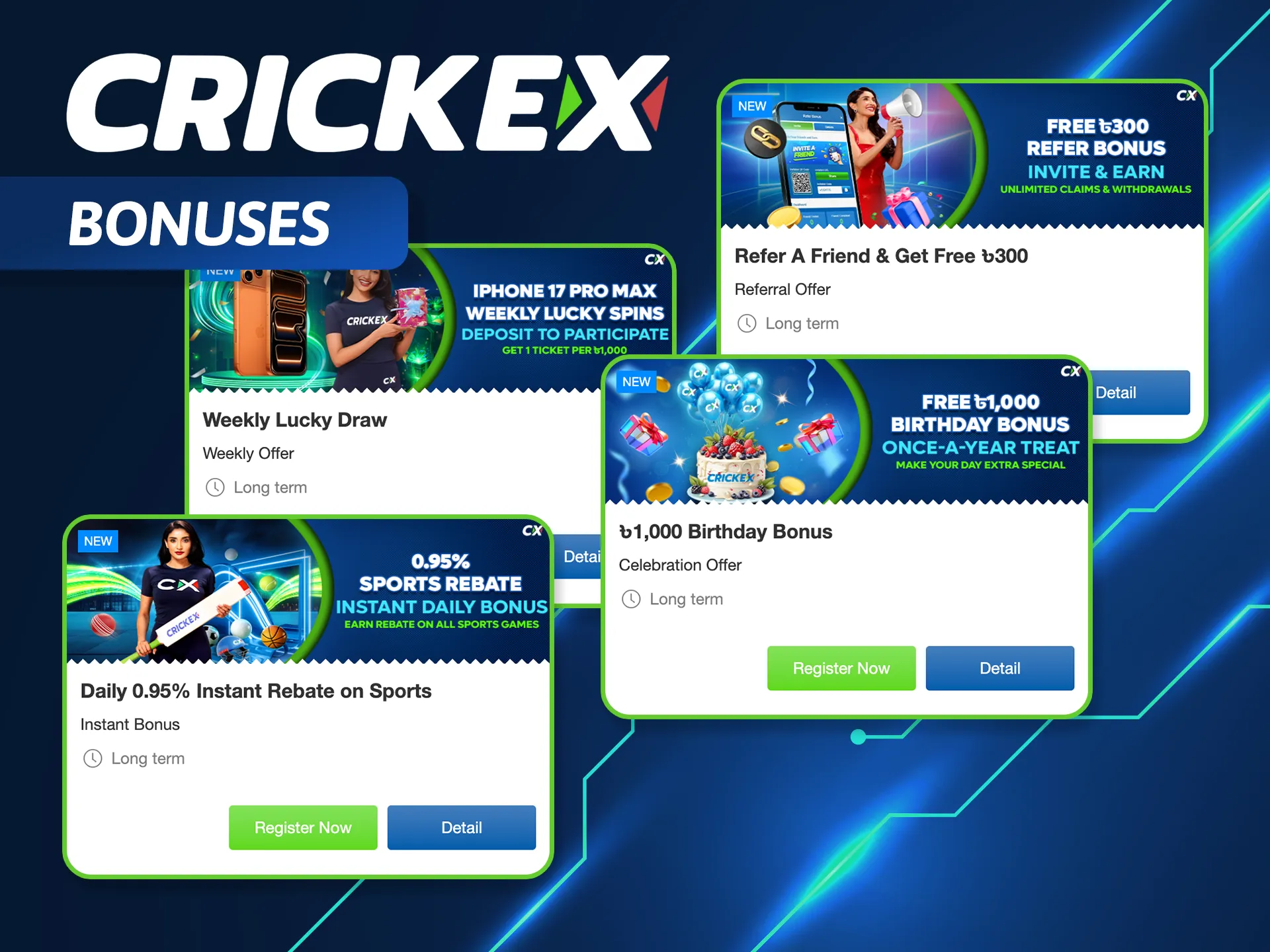 Unlock exclusive rewards immediately after completing your Crickex registration, designed to boost your first deposit for IPL and live casino play.