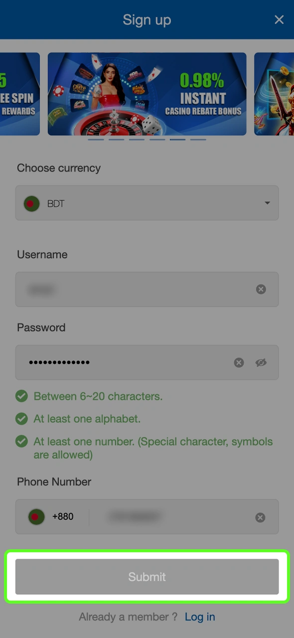 Agree to the terms and conditions and click the confirmation button to activate your Crickex Bangladesh account and start betting.