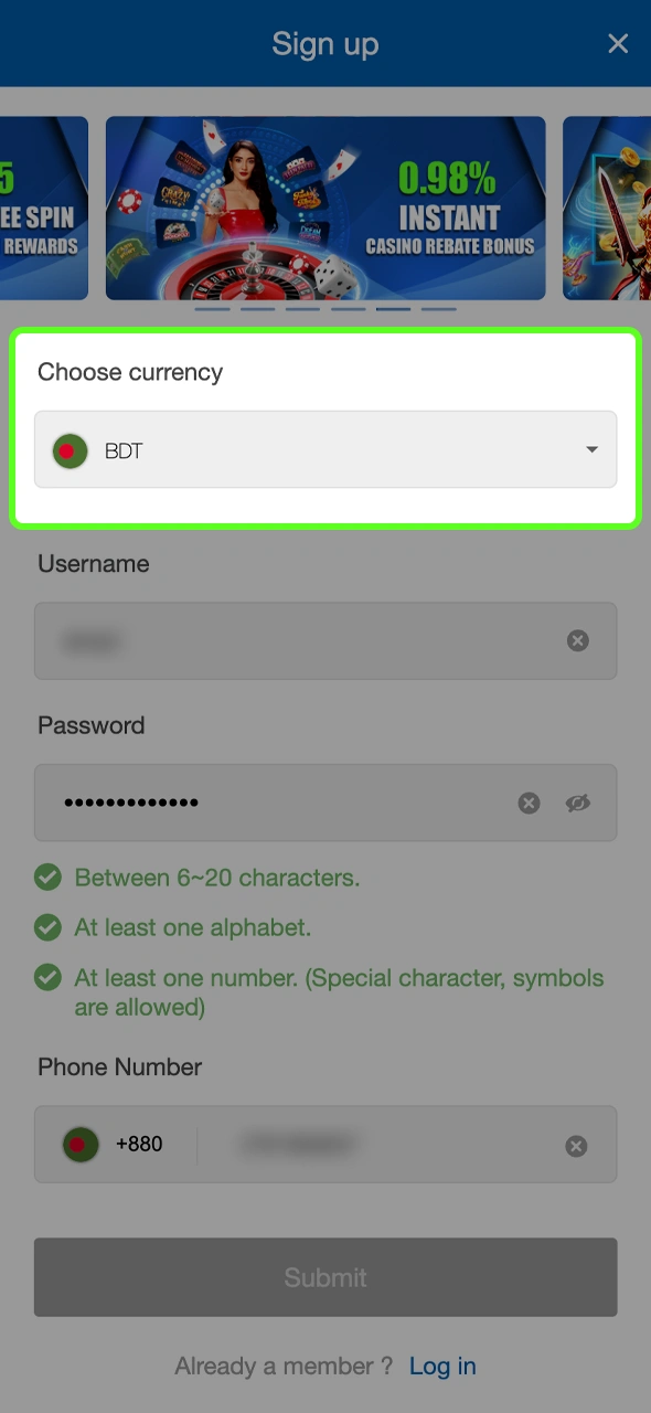 Choose Bangladeshi Taka (BDT) as your primary currency on Crickex to enjoy seamless deposits and withdrawals via bKash, Nagad, and Rocket.
